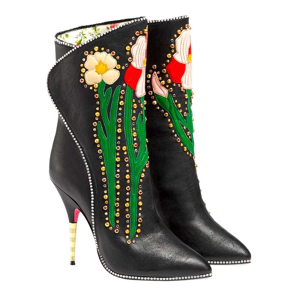Gucci Flora Intarsia Boots